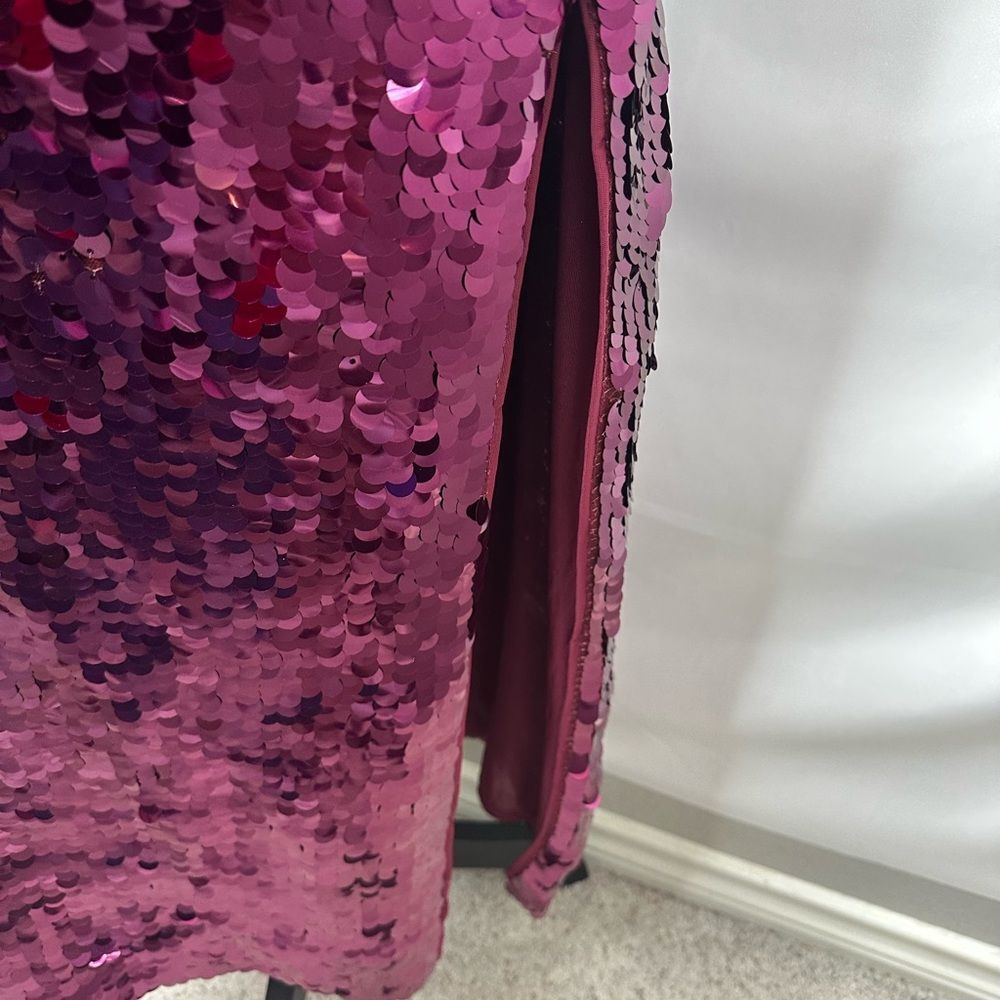 Free People Paillette Party Midi/Maxi Slip Dress Burgundy Big Sequins XS NWOT - Picture 6 of 10